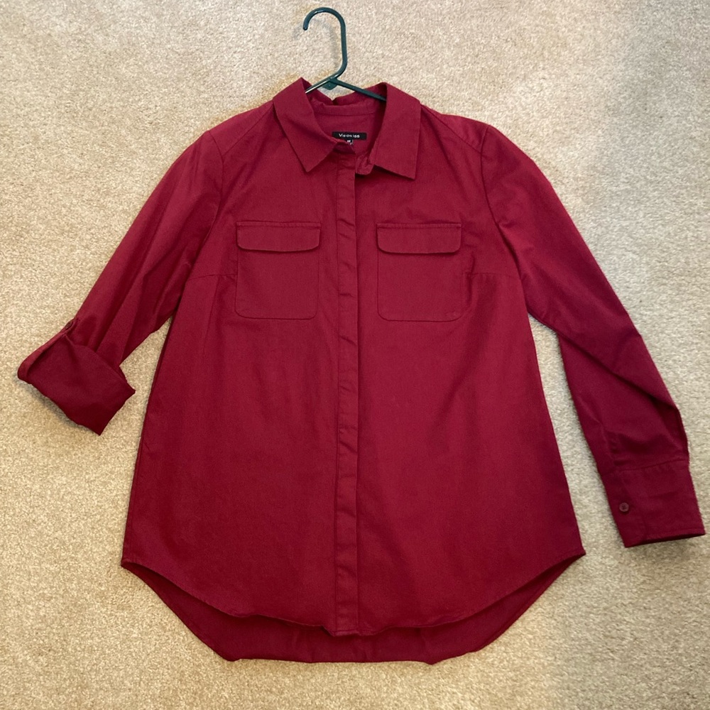 Beautiful button up shirt. Crisp burgundy red color. Worn twice. Size large.